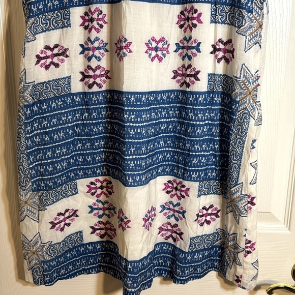 LITTLE‎ WHITE LIES Cornflower Blue Pink Boho Embroidered Stitch Shift Dress - Picture 3 of 11